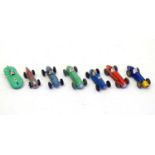 Toys: Five Dinky Toys die cast scale model racing cars,to include Ferrari, no. 234, H. W. M., no.