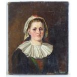 XIX, English School, Oil on canvas, A portrait of a lady. Approx. 11 1/4" x 9" Please Note - we do