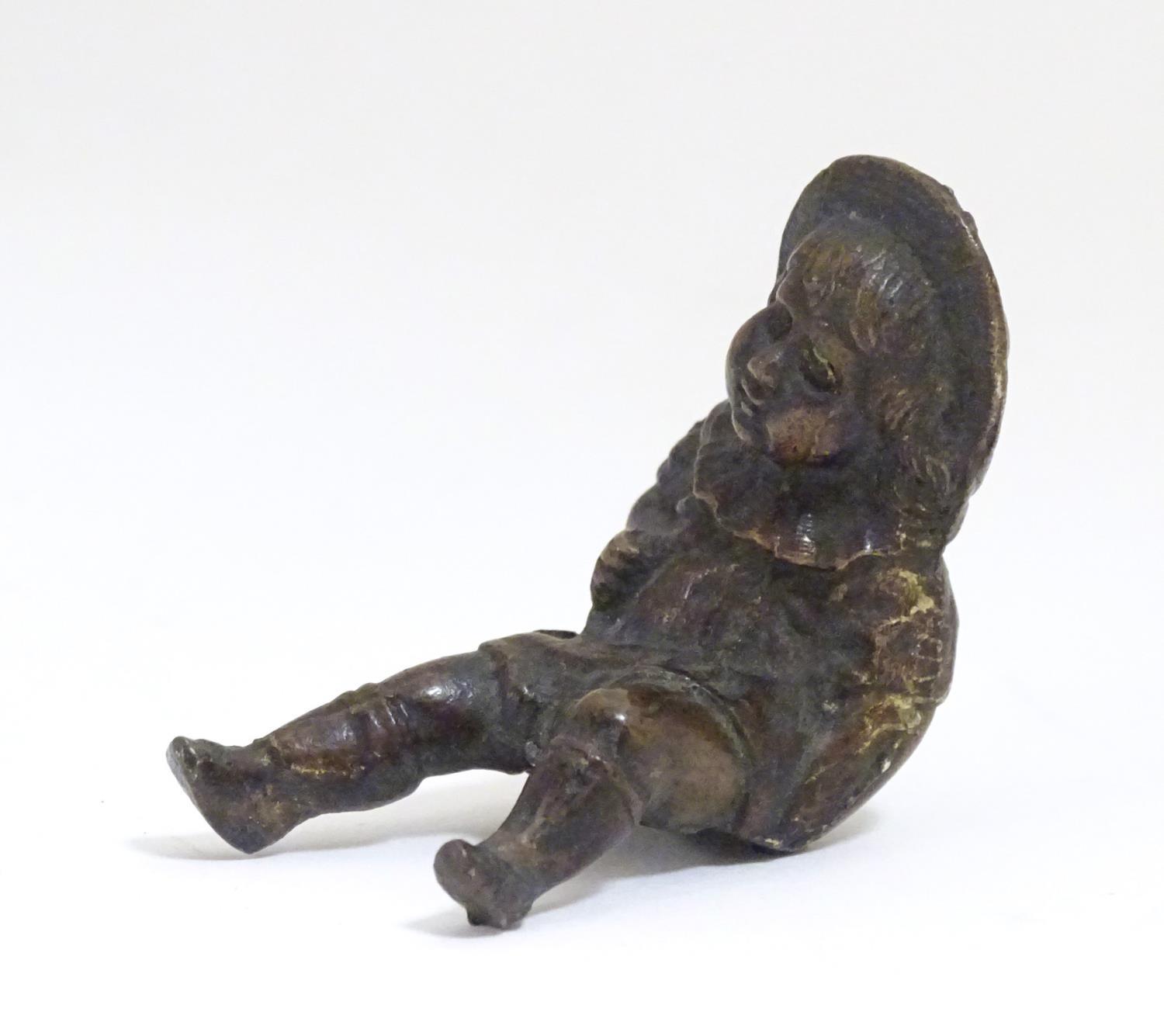 A late 19thC bronze modelled as a young girl with a hat. Approx. 2" Please Note - we do not make - Image 4 of 5