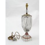 An early 20thC cut glass table lamp with ruby red glass detail Approx 20" high Please Note - we do