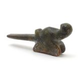 An Oriental carved hardstone amulet modelled as a stylised bird. Approx. 3 1/4" Please Note - we