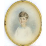 Edith M. S. Scannell (1952-1940), English School, Pencil and watercolour, An oval, A portrait of a