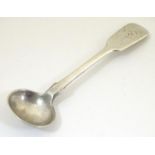 A silver fiddle pattern salt spoon, hallmarked Exeter 1844, maker John Stone. Approx. 4" long Please