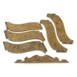 Garden & Architectural, Salvage: five oak trims, with carved foliate decoration and mounting