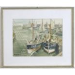 Kuypers, XX, Watercolour, A harbour scene with fishing boats. Signed lower left. Approx. 10 1/4" x