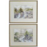 Charles Bool, XIX-XX, Watercolours, A pair of Yorkshire landscape scenes with rocky waterfalls. Both