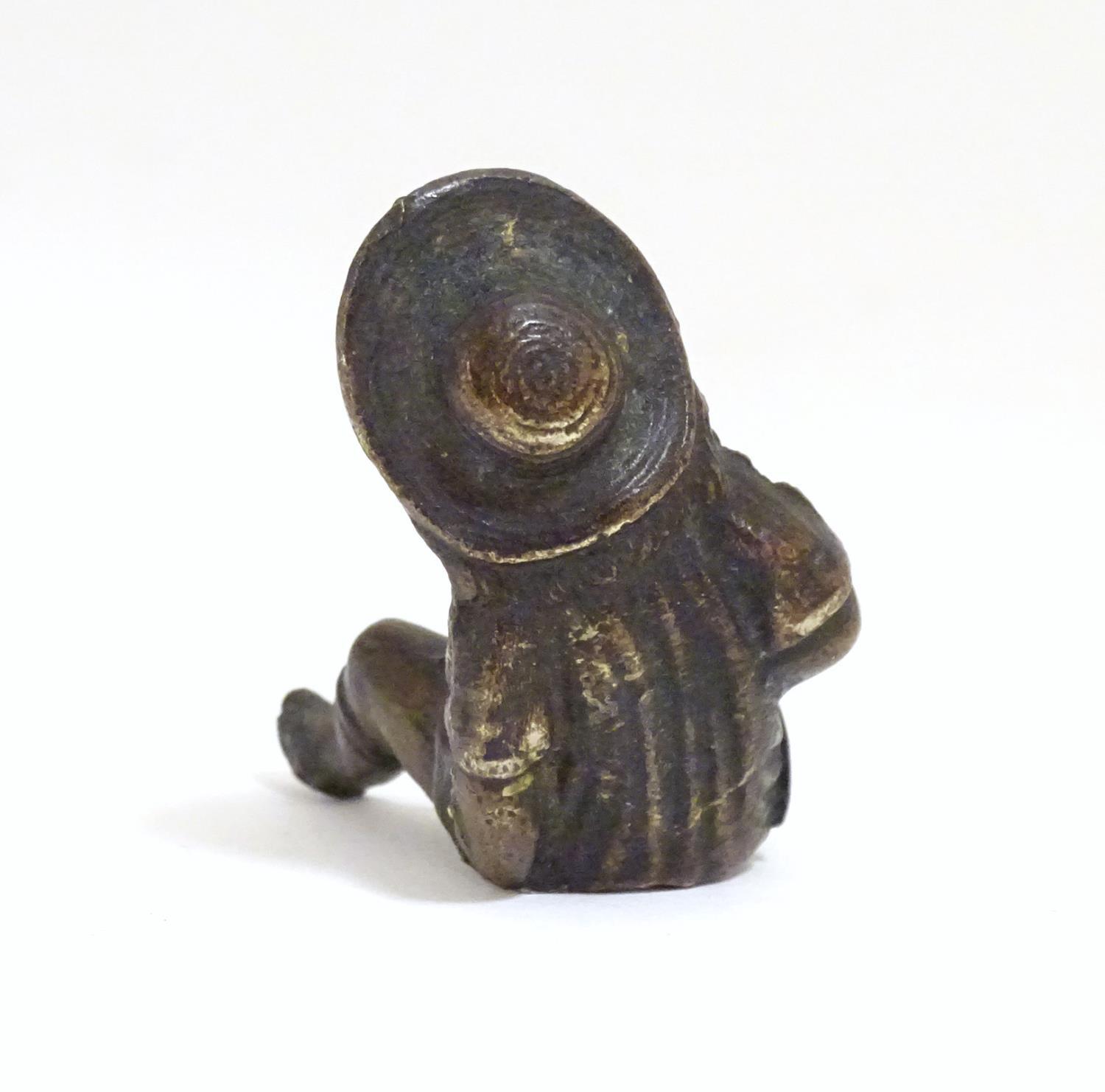 A late 19thC bronze modelled as a young girl with a hat. Approx. 2" Please Note - we do not make - Image 5 of 5