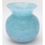 An Art glass vase with turquoise flecked detail 5 1/2" high Please Note - we do not make reference