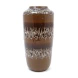 A large vintage / retro West German vase with a brown drip glaze. Impressed marks KP52 under.