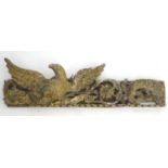A Piece of early / mid 18thC carved wood and gesso fragment, depicting a bird amongst foliage