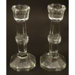 Two early 20thC cut glass candlesticks 6 3/4" high Please Note - we do not make reference to the