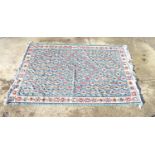 Carpet / Rug : A large Kilim rug with blue ground having geometric medallion decoration and white