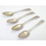 Four 18thC Hanoverian pattern silver teaspoons, maker PR? Approx. 4 3/4" long (4) Please Note - we