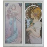 After Alphonse Mucha (1860-1939), Coloured prints, comprising Spring, depicting an Art Nouveau style