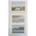 Monogrammed FHB, XIX, Watercolours, Three marine / maritime ship views depicting shipping in the