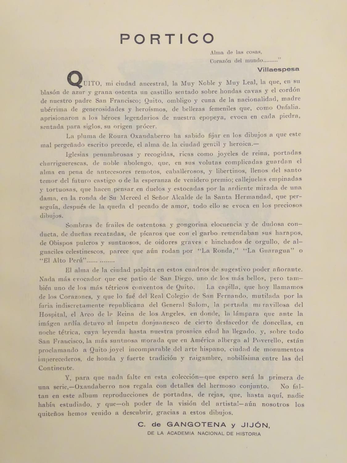 Book: Quito Monumental Folk-Lore por Roura Oxandaberro 1928 1929, a folio containing two volumes - Image 4 of 10
