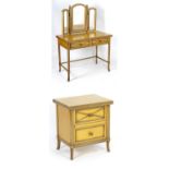 A mid / late 20thC dressing table and matching bedside cabinet. 39" long x 22" wide x 30 1/2"