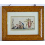 XIX, Coloured stipple engraving in a maple frame, Women / muses with putti in a classical