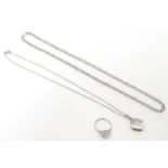 A small quantity of jewellery comprising a hallmarked silver neck chain, approx. 20" long, a