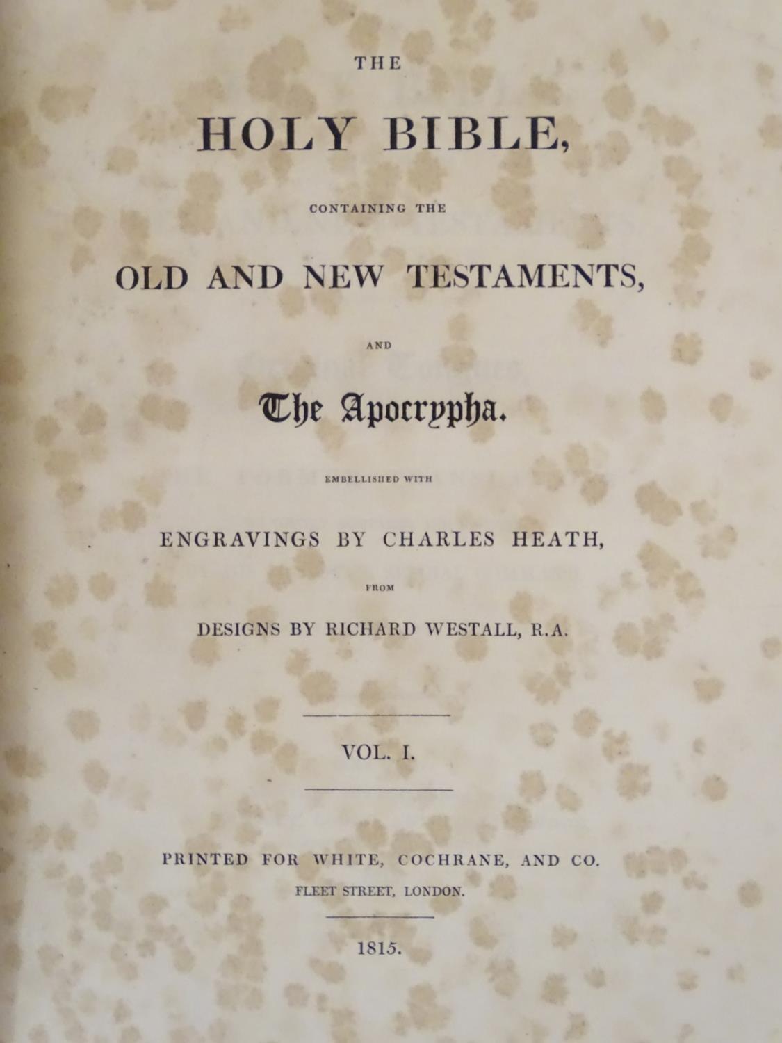 Book: The Holy Bible, illustrated by Charles Heath / Richard Westall, pub. White Cochrane and Co - Image 2 of 10