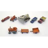 Toys: Six Dinky Toys die cast scale model vehicles comprising Austin Truck, no. 30J; Field