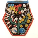 A 20thC beadwork purse / pouch with tree / foliate detail in the Native American style. Approx. 6