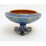 An early 20thC Grimwades Byzanta Ware lustre pedestal bowl, the rim with pierced trefoil detail.
