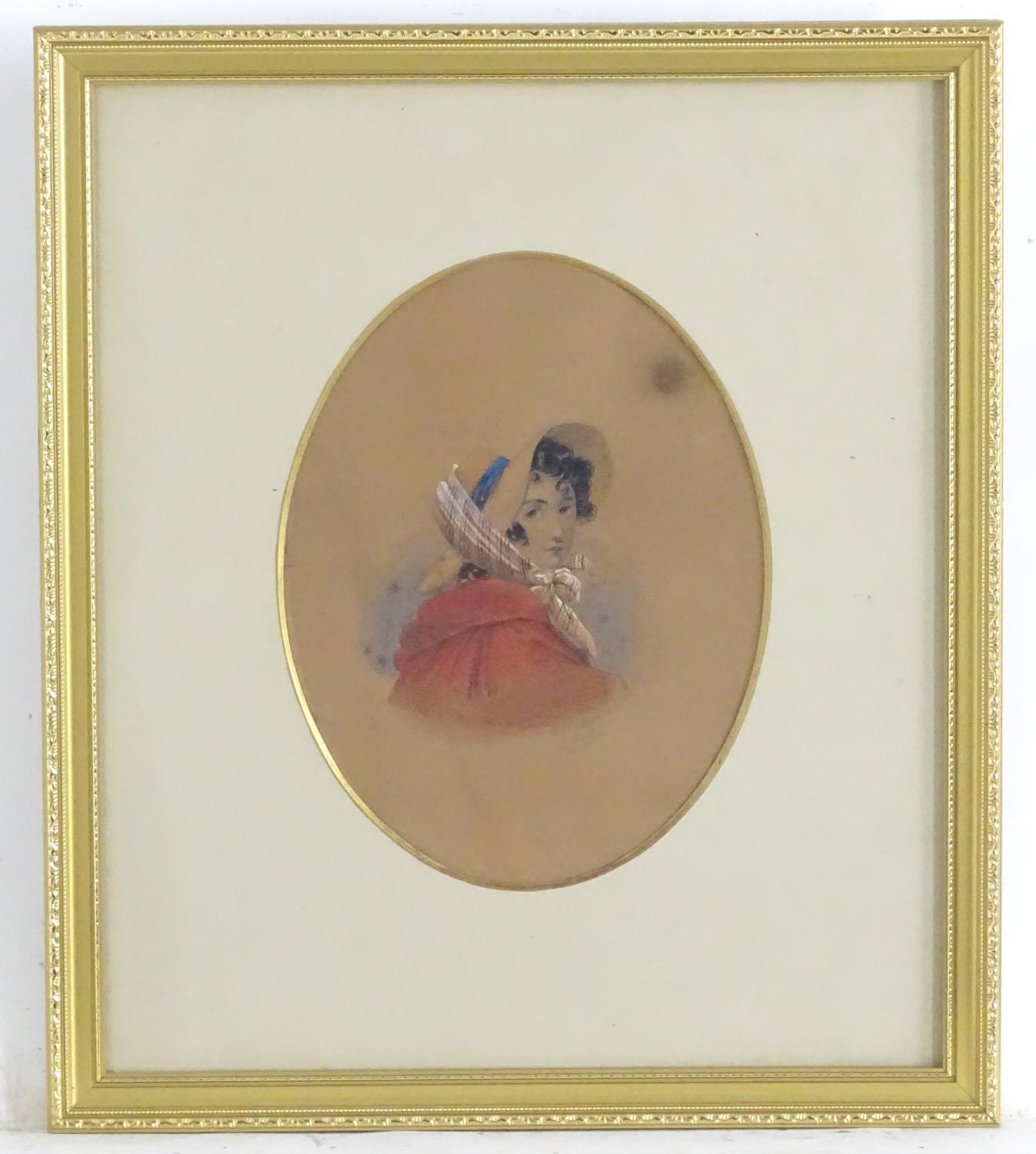 J. W. Moore, XIX, English School, Watercolour and pencil, A portrait of a girl in bonnet. Signed and - Image 3 of 6