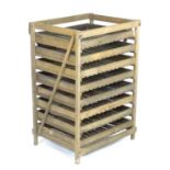 Salvage & Architectural Antiques: a mid 20thC apple crate storage unit, with eight tiers, 36"