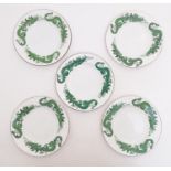 Five Copeland Spode dessert plates with stylised dragon detail to borders. Produced for John