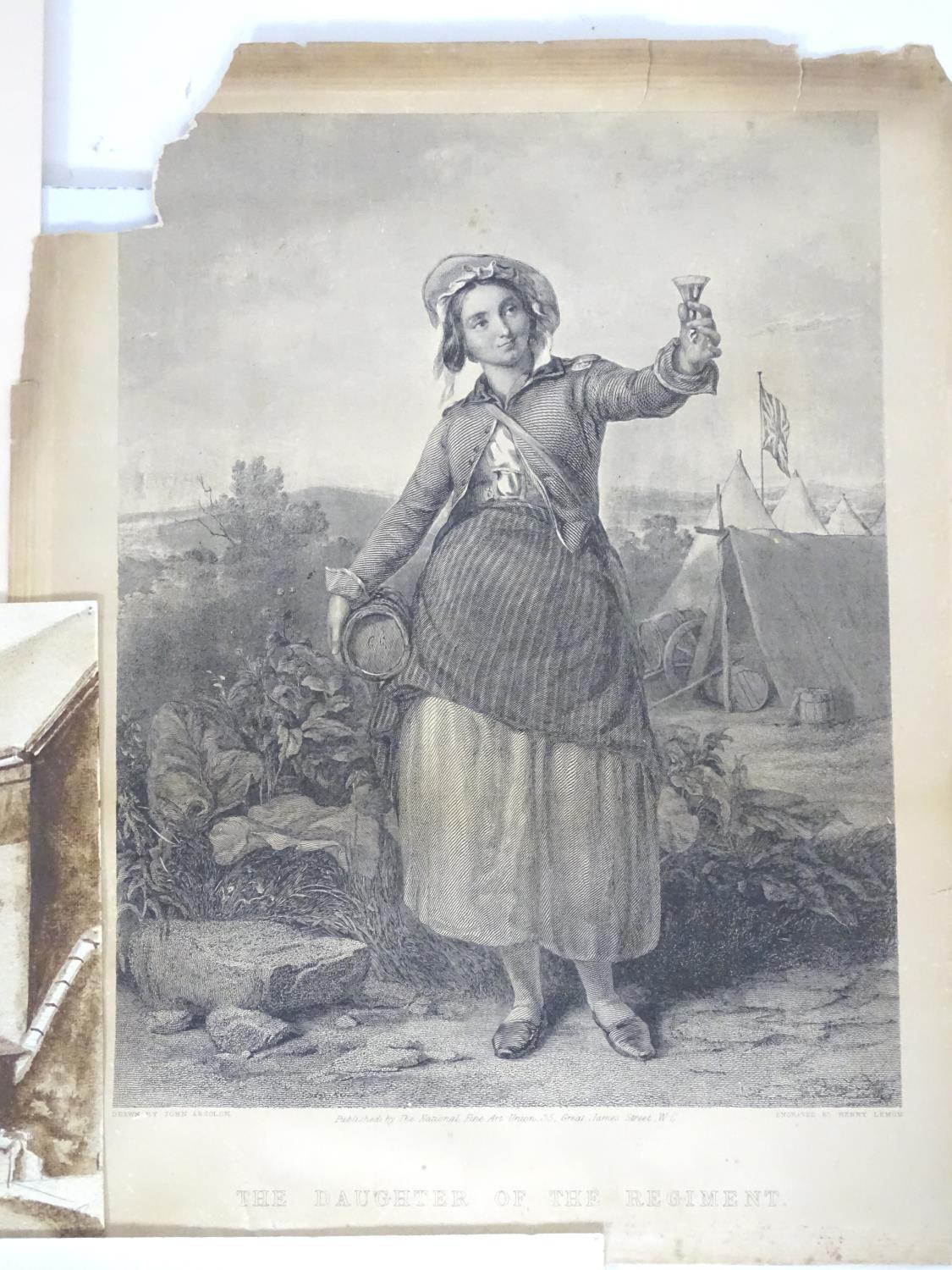 A folio of works comprising XIX pencil and charcoal drawing depicting a portrait of a young alpine - Image 9 of 16
