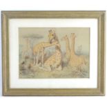 Heinrich Leutemann (1824-1905), German School, Watercolour, Giraffes in a landscape. Signed and