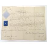 Militaria : a 19thC British Army Officer's commission certificate with Queen Victoria's signature,
