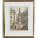 C. H. E., Follower of Samuel Prout (1783-1852), XIX, Watercolour, Fountain at Basel. Initialled