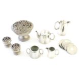 Assorted silver plated items to include tea set, coasters, rose bowl etc Please Note - we do not