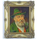 G. van Pelt (1873-1926), Dutch School, Oil on canvas, A portrait of a gentleman smoking a clay pipe.