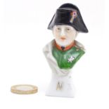 A small Continental bust modelled as Emperor Napoleon. Marked under. Approx. 3" high Please Note -