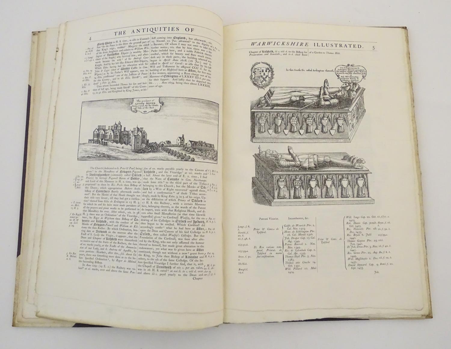 Book: The Antiquities of Warwickshire, by William Dugdale, reprint with additions relating - Image 3 of 8