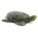 A hardstone carving modelled as a turtle. Marked under. Approx. 3" long Please Note - we do not make