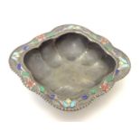 A Continental .800 silver pin dish with enamel decoration. Approx 2 3/4" wide Please Note - we do