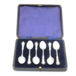 A cased set of 6 silver teaspoons, hallmarked London 1916 maker Josiah Williams & Co (David