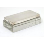 A silver and glass triple stamp case / box, hallmarked London 1907 maker Cohen & Charles 4" x 2" x