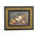 A Derby porcelain plaque with a hand painted still life study of shells. Ascribed Hawton verso.