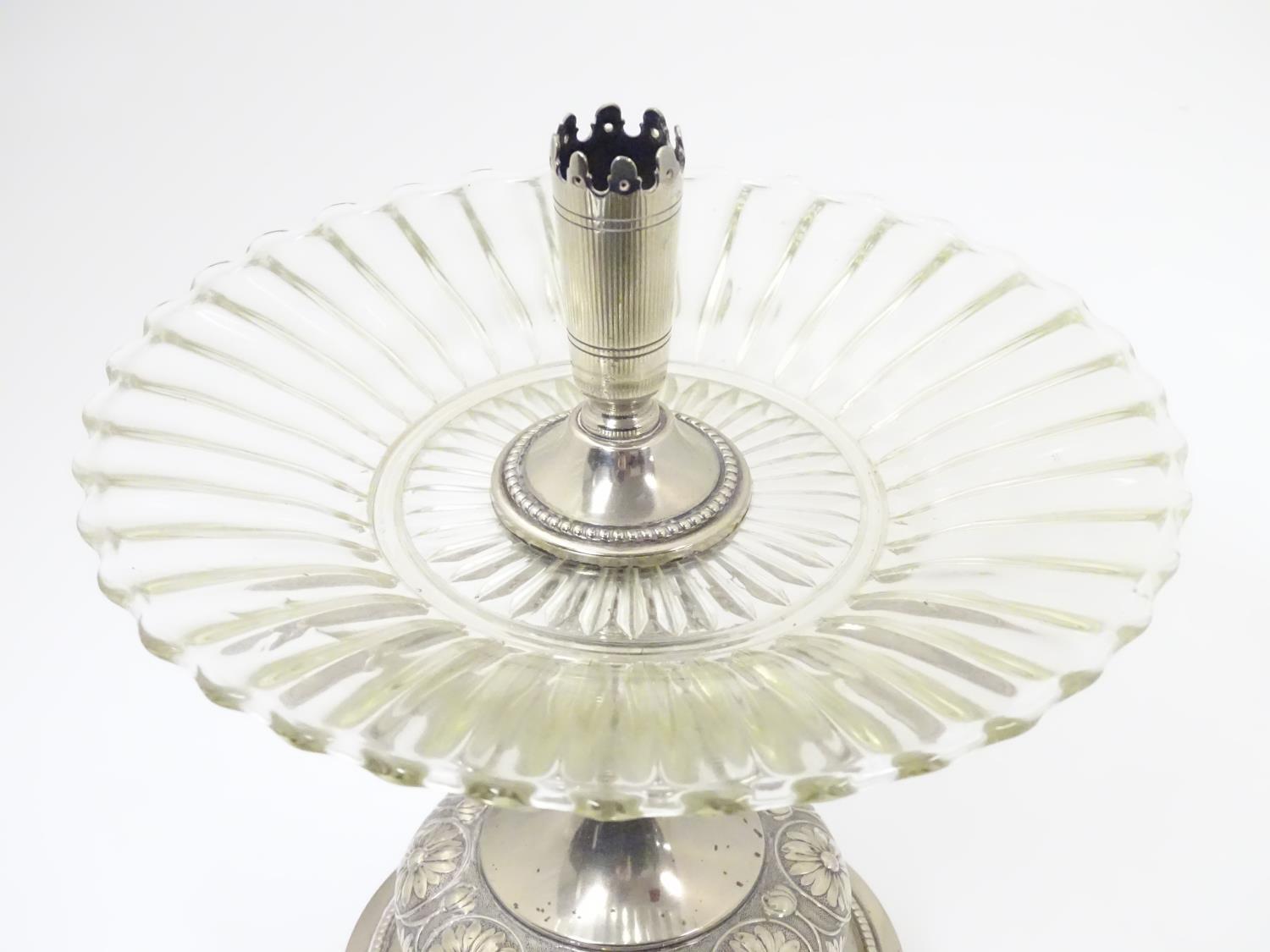 A late 19thC / early 20thC silver plate and glass centre piece with provision for epergne glass - Image 4 of 8