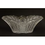 An early 20thC cut glass / crystal table centre piece / fruit bowl 13 1/2'' long . Please Note -