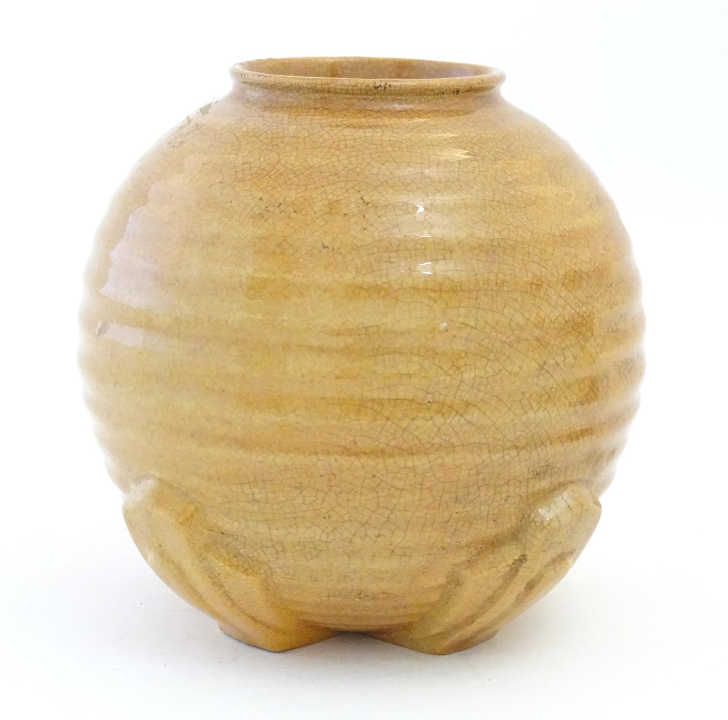 An Art Deco globular vase with ribbed decoration. Approx. 7" high Please Note - we do not make - Image 4 of 7