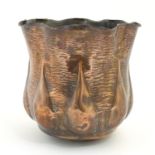 An Arts & Crafts William Soutter & Sons copper planter with a scalloped edge and repousse decoration