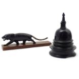 A Victorian treen turned wooden pot and cover of cupola form. Together with a carved model of a
