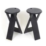 A pair of mid / late 20thC 'Suzy' folding stools designed by Adrian Reed. 24" high x 13" in