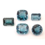 Assorted aquamarine coloured stones . Unmounted. The largest approx 3/4" wide (5) Please Note - we